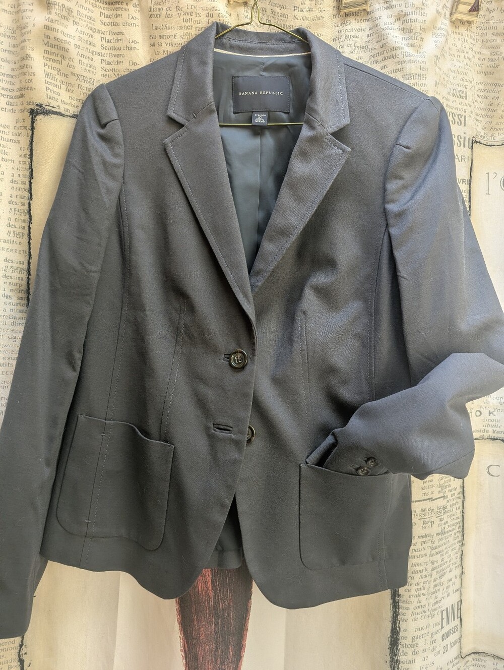 Banana Republic Women's Charcoal Gray Blazer - Two-Button Tailored Jacket
